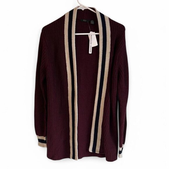 RDI Nordstrom Maroon and Navy Cardigan, Size M New - Picture 1 of 4